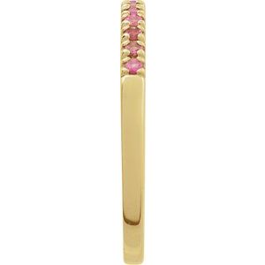 10K Yellow Gold Natural Pink Tourmaline Stackable Ring