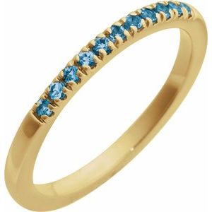 14K Yellow Gold Natural London Blue Topaz Stackable Ring
