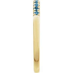 10K Yellow Gold Natural London Blue Topaz Stackable Ring