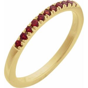 14K Yellow Gold Natural Mozambique Garnet Stackable Ring