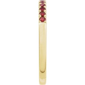 14K Yellow Gold Natural Mozambique Garnet Stackable Ring