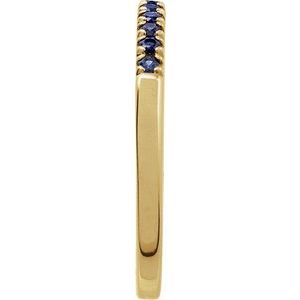 14K Yellow Lab-Grown Blue Sapphire Stackable Ring