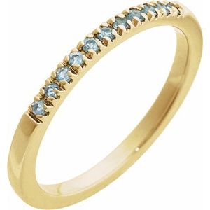 14K Yellow Gold Natural Aquamarine Stackable Ring