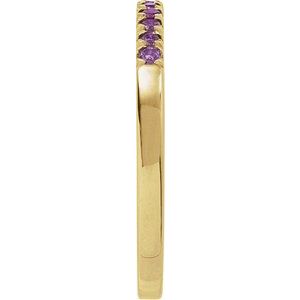 14K Yellow Gold Natural Amethyst Stackable Ring