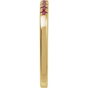14K Yellow Natural Ruby Stackable Ring