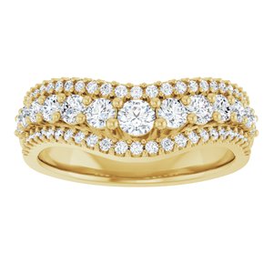 14K Yellow 1 CTW Natural Diamond Accented Contour Band
