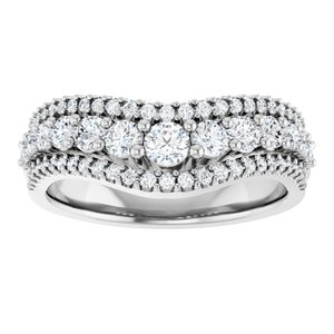 14K White 1 CTW Natural Diamond Accented Contour Band