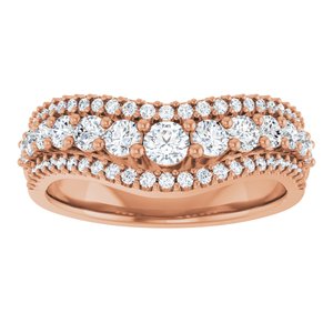 14K Rose 1 CTW Lab-Grown Diamond Accented Contour Band