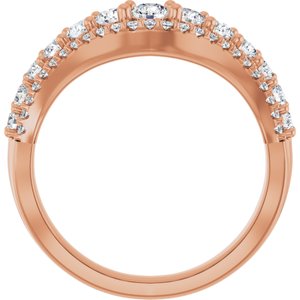 14K Rose 1 CTW Lab-Grown Diamond Accented Contour Band