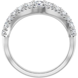 14K White 1 CTW Natural Diamond Accented Contour Band