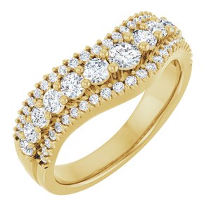 14K Yellow 1 CTW Natural Diamond Accented Contour Band