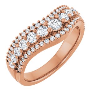 14K Rose 1 CTW Lab-Grown Diamond Accented Contour Band