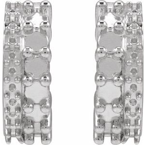 14K White Gold 2 mm Round Right Cabochon Huggie Hoop Earring Mounting – image 2