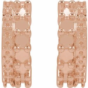 14K Rose Gold 2 mm Round Right Cabochon Huggie Hoop Earring Mounting – image 2