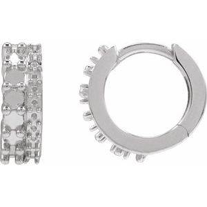 Sterling Silver 2 mm Round Left Cabochon Huggie Hoop Earring Mounting