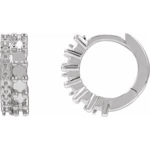 Sterling Silver 2 mm Round Right Cabochon Huggie Hoop Earring Mounting