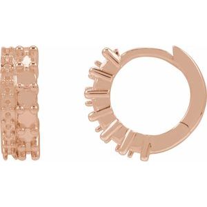 14K Rose Gold 2 mm Round Right Cabochon Huggie Hoop Earring Mounting