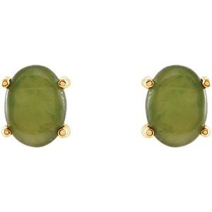 14K Yellow Gold Natural Nephrite Jade Earrings – image 2