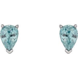 14K White Gold Natural Blue Zircon Earrings – image 2