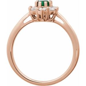 14K Rose Lab-Grown Emerald & 3/8 CTW Natural Diamond Ring