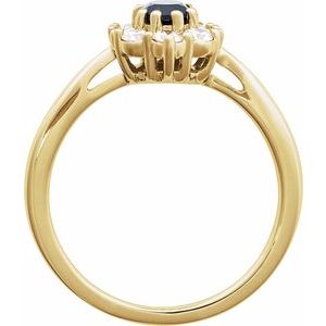 14K Yellow Lab-Grown Blue Sapphire & 3/8 CTW Natural Diamond Ring