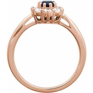 14K Rose Gold Lab-Grown Blue Sapphire & 3/8 CTW Natural Diamond Ring