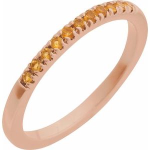 14K Rose Natural Citrine Stackable Ring