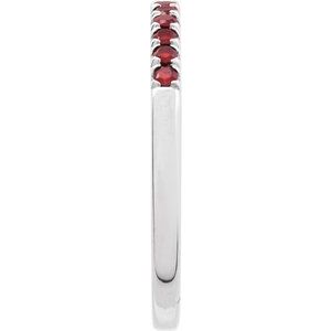 14K White Natural Mozambique Garnet Stackable Ring