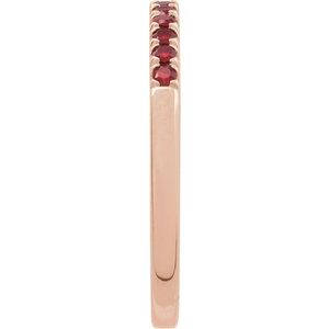 14K Rose Natural Mozambique Garnet Stackable Ring