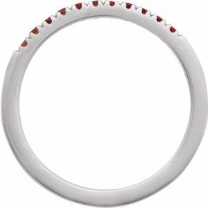 14K White Natural Mozambique Garnet Stackable Ring