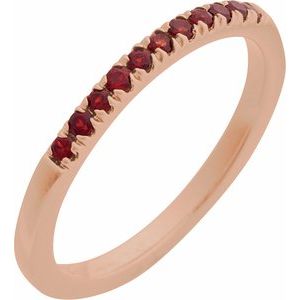 14K Rose Gold Natural Mozambique Garnet Stackable Ring