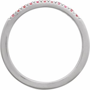 14K White Gold Natural Pink Tourmaline Stackable Ring