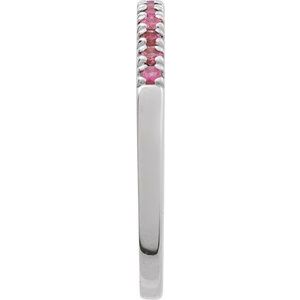 Sterling Silver Natural Pink Tourmaline Stackable Ring