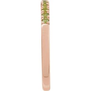 10K Rose Gold Natural Peridot Stackable Ring