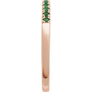 14K Rose Natural Emerald Stackable Ring