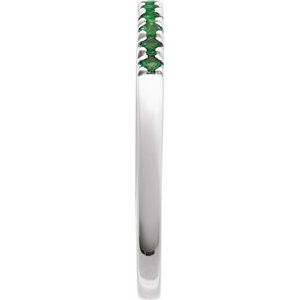 14K White Gold Lab-Grown Emerald Stackable Ring