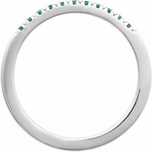 14K White Natural Emerald Stackable Ring