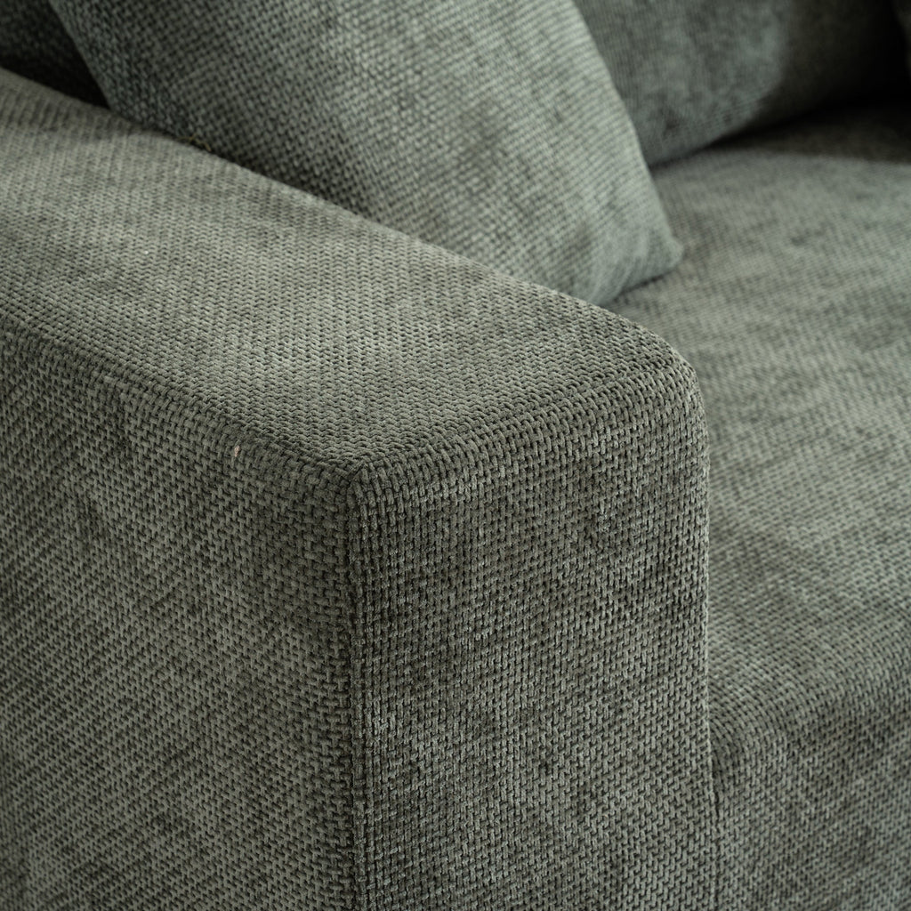 Modular cross-section with L-shaped lounge chair, cloud sofa, living room, bedroom soft cushion sofa - no installation required - chenille fabric (Green)