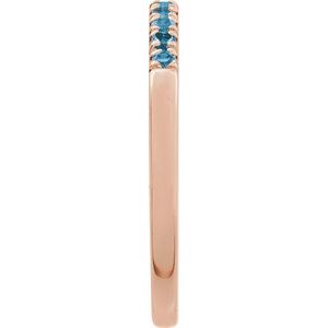 14K Rose Gold Natural London Blue Topaz Stackable Ring