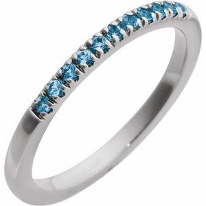 14K White Gold Natural London Blue Topaz Stackable Ring