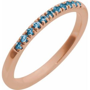 14K Rose Natural London Blue Topaz Stackable Ring
