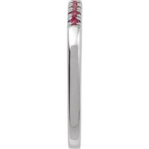 14K White Natural Ruby Stackable Ring