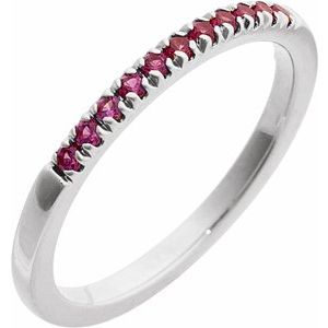 14K White Natural Ruby Stackable Ring