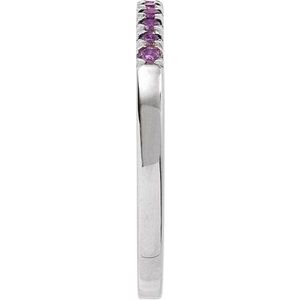 14K White Gold Natural Amethyst Stackable Ring