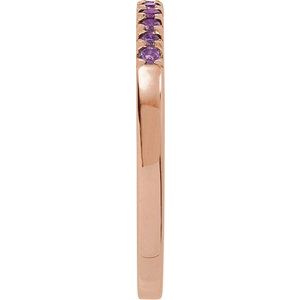 14K Rose Natural Amethyst Stackable Rin