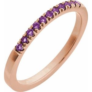 14K Rose Natural Amethyst Stackable Rin