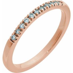 10K Rose Gold Natural Aquamarine Stackable Ring