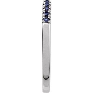 14K White Natural Blue Sapphire Stackable Ring