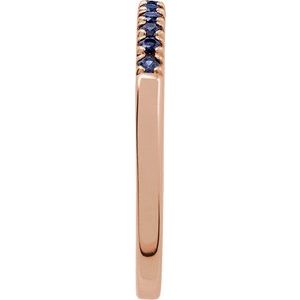 14K Rose Natural Blue Sapphire Stackable Ring