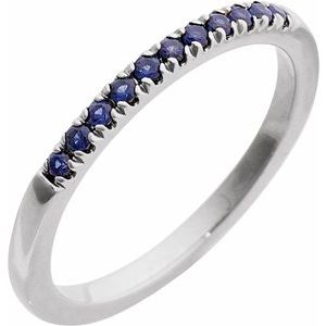 10K White Gold Natural Blue Sapphire Stackable Ring
